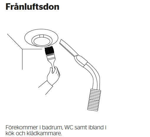 Gör rent ventil med dammsugare eller pensel