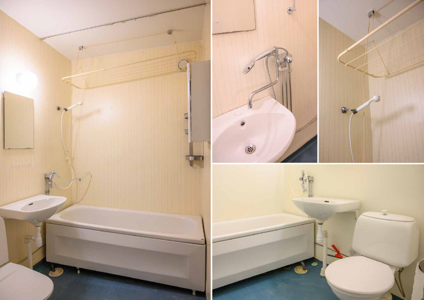Badrum före renovering på Röntgenvägen 5 i Flemingsberg.