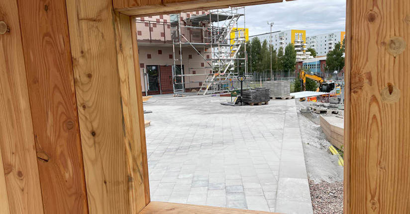 Förskolegården under byggnadstiden